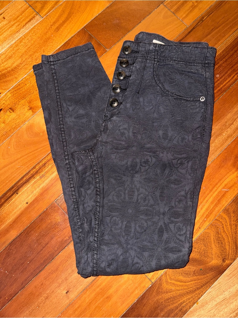 Pilcro and the Letterpress Black Patterned Skinny Jeans
